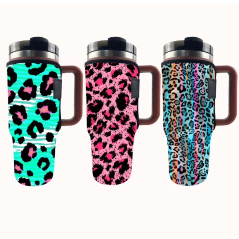 Egyéni szublimációsnyomtatás leopárd tehénnyomtatásineoprén Tumbler hüvely tartó 40oz csészéhez